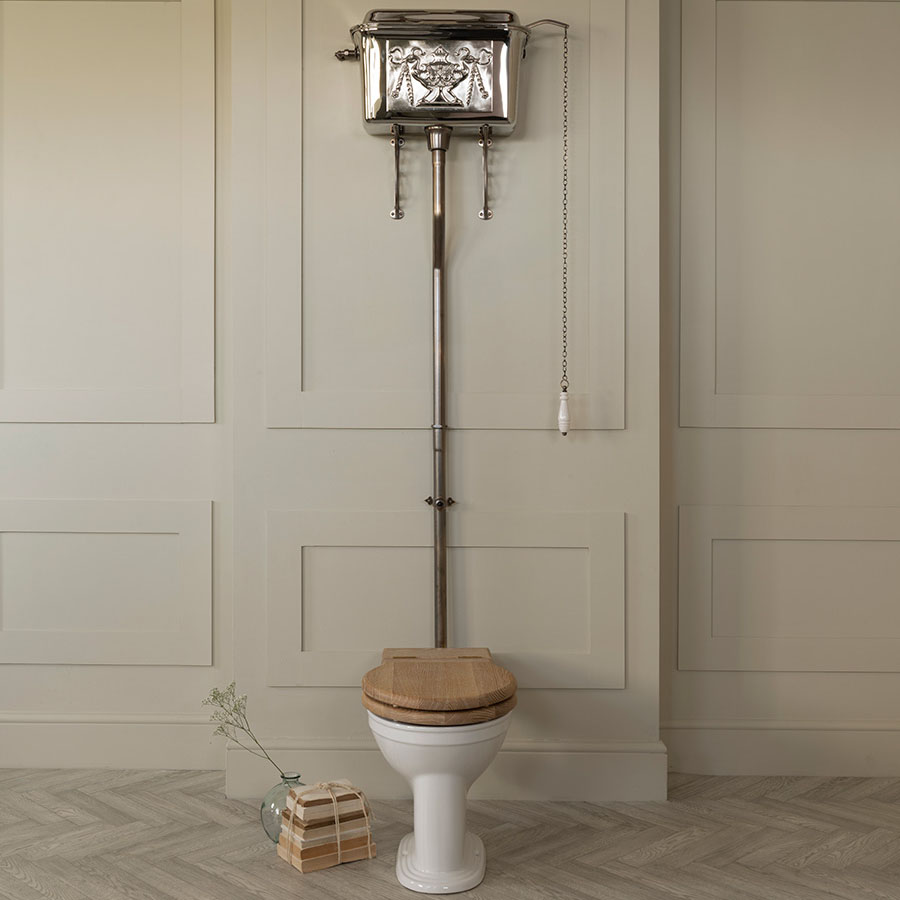 The Regency High Level Cistern Silver Nickel Cream Wall Dressed